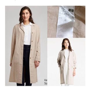 Uniqlo Linen blend Long dress Coat Beige Minimalist Coat